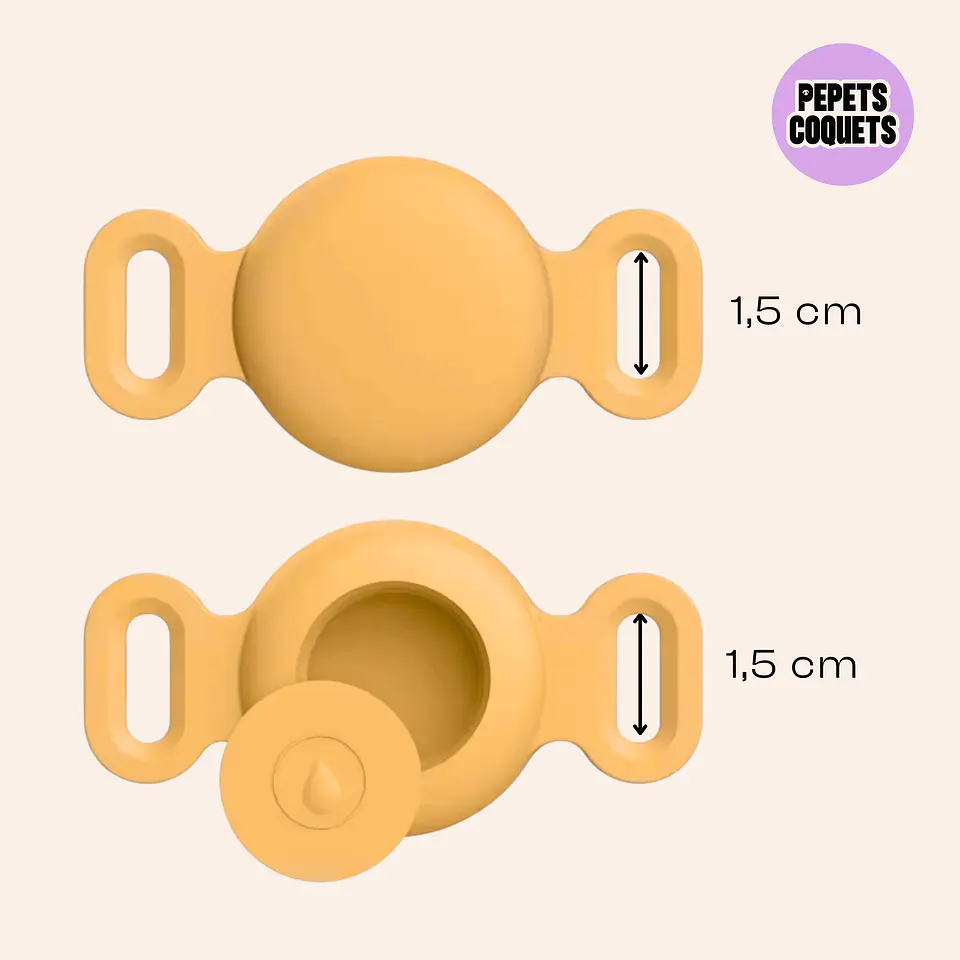 Porta Airtag hermético- MOSTAZA (con grabado láser, identificación para mascotas) 2