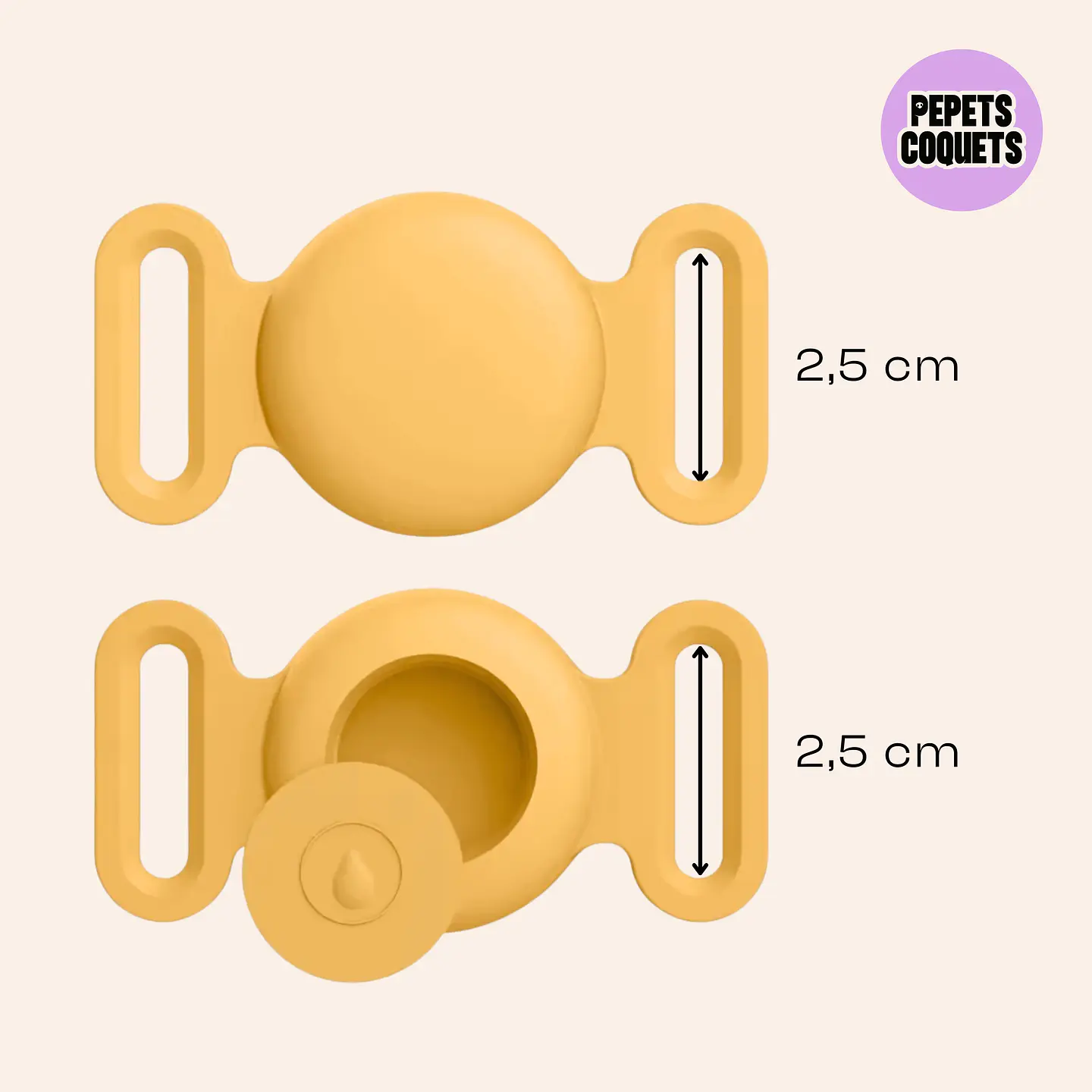 Porta Airtag hermético- MOSTAZA (con grabado láser, identificación para mascotas) 3