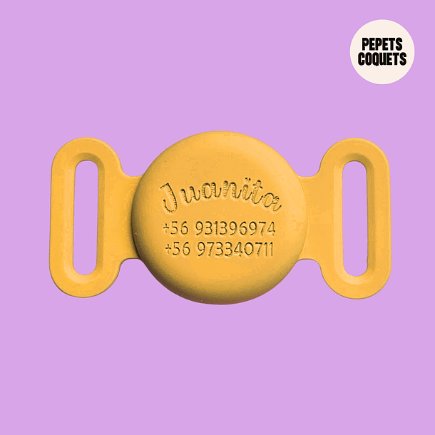 Porta Airtag hermético- MOSTAZA (con grabado láser, identificación para mascotas) 1