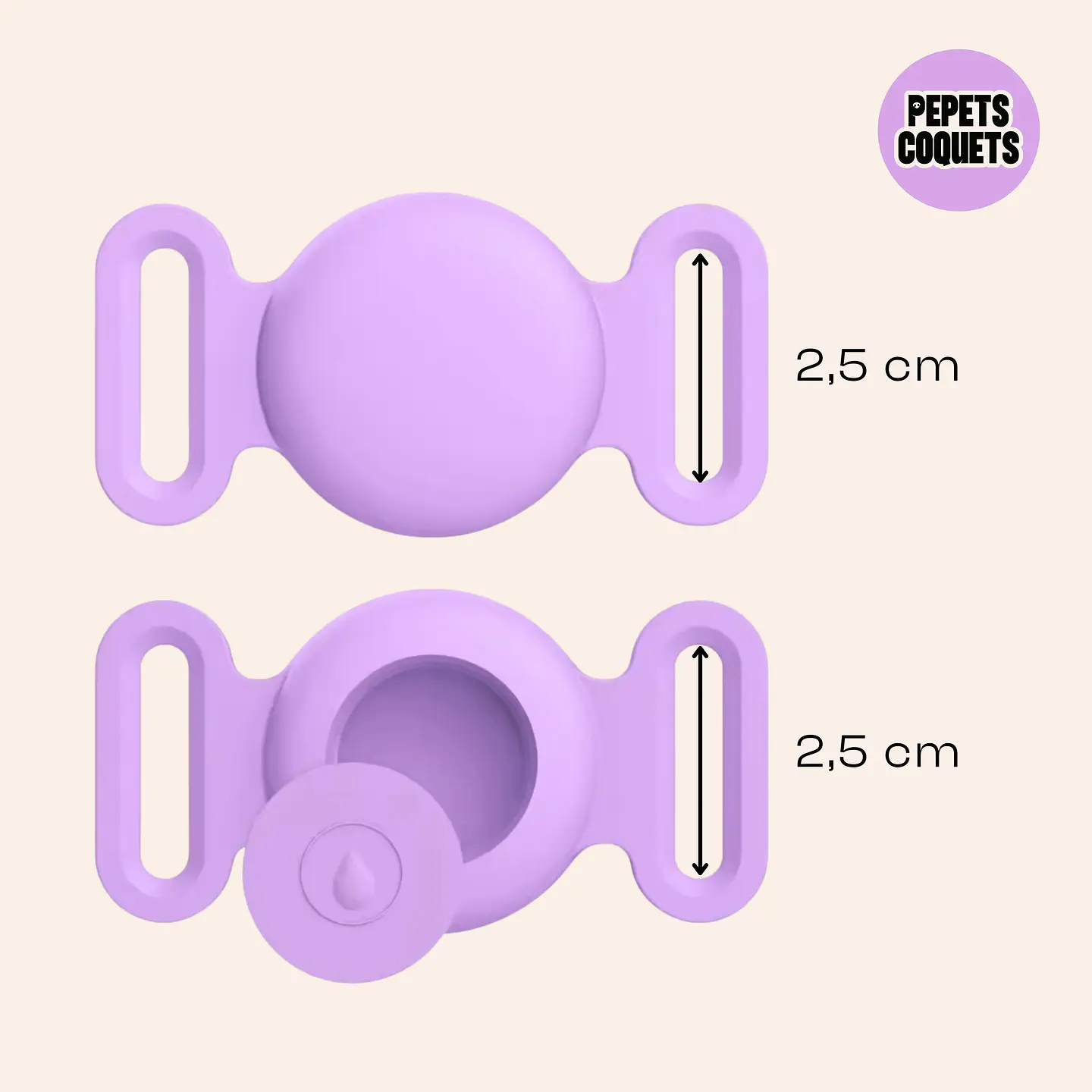 Porta Airtag hermético - LILA (con grabado láser, identificación para mascotas) 3