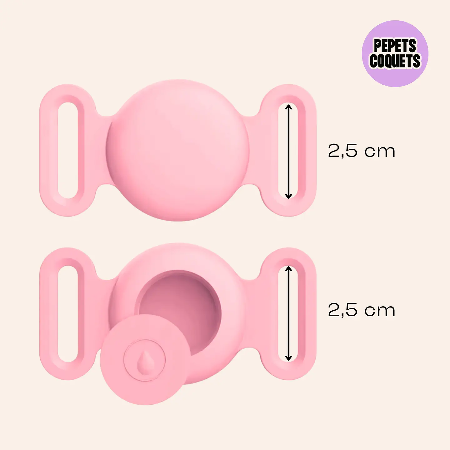 Porta Airtag - ROSA (con grabado láser, identificación para mascotas) 3