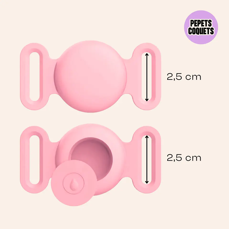 Porta Airtag - ROSA (con grabado láser, identificación para mascotas) 3