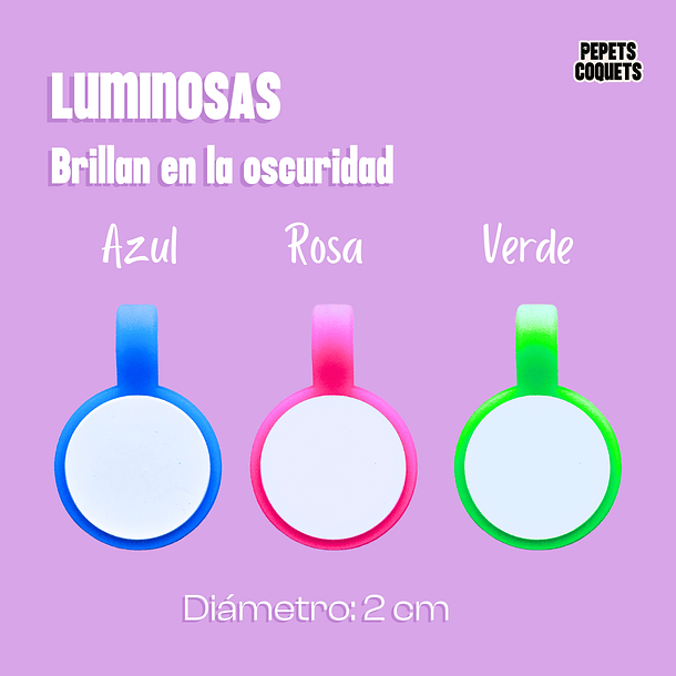 Círcular Mini Luminoso (2 cm) Placa de identificación de mascotas 1