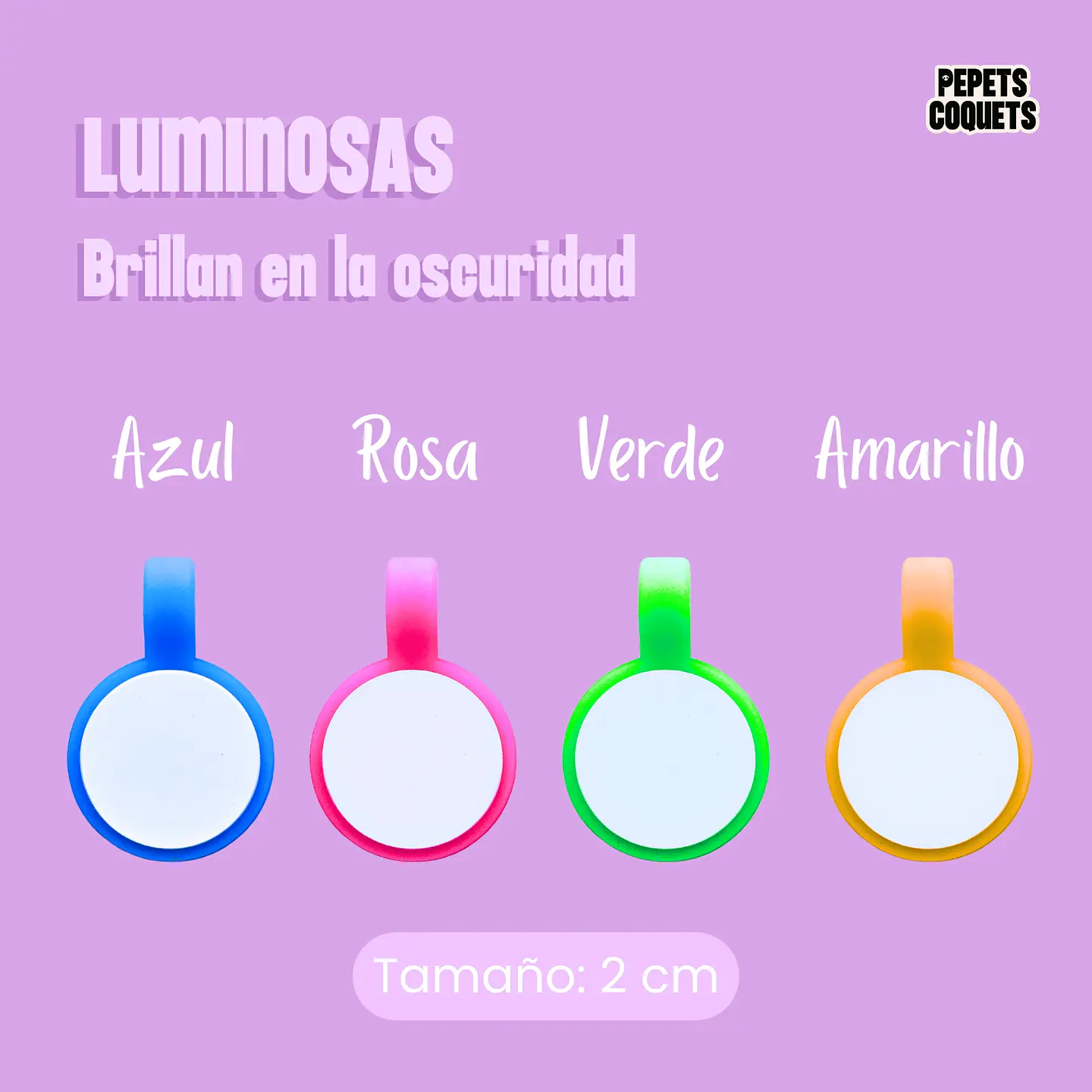 Círcular Mini Luminoso (2 cm) Placa de identificación de mascotas 3