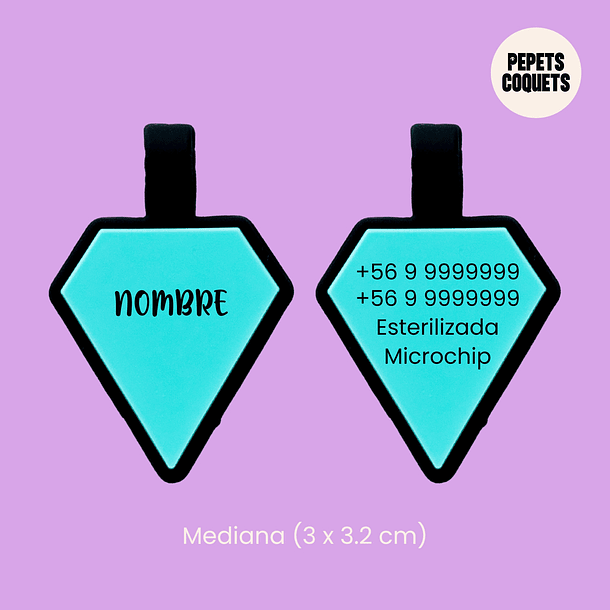 Diamantes (3 x 3.2 cm) Placa de identificación de mascotas 4