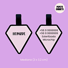 Diamantes (3 x 3.2 cm) Placa de identificación de mascotas 2