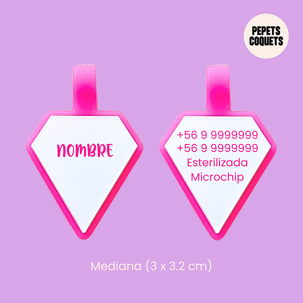 Diamantes luminosos (3 x 3.2 cm) Placa de identificación de mascotas 2