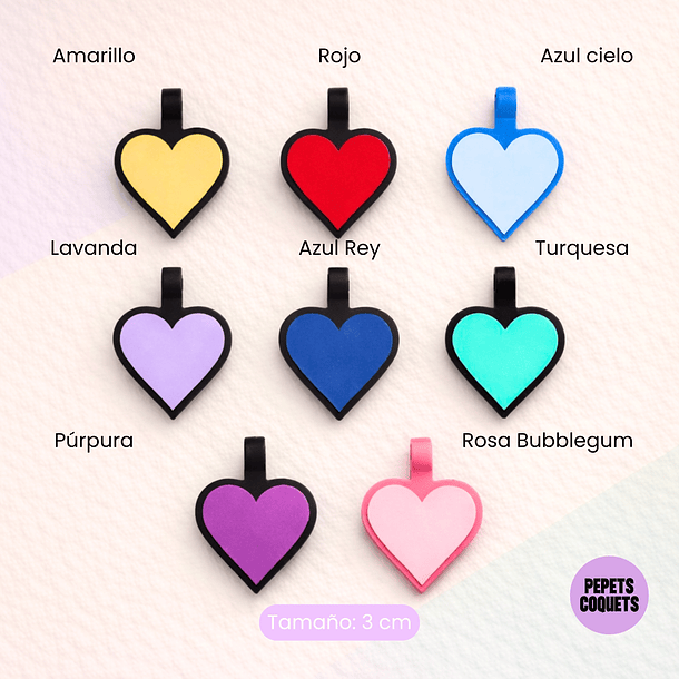 Corazón (3 cm) Placa de identificación de mascotas 2