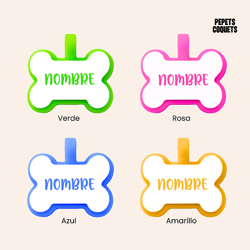 Huesito Luminoso (4 cm) Placa de identificación de mascotas - Amarillo