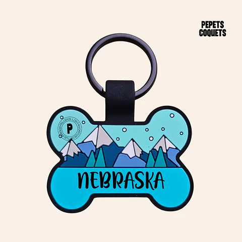 PATAGONIA (Hueso 4 cm) Placa de identificación de mascotas 100% silicona