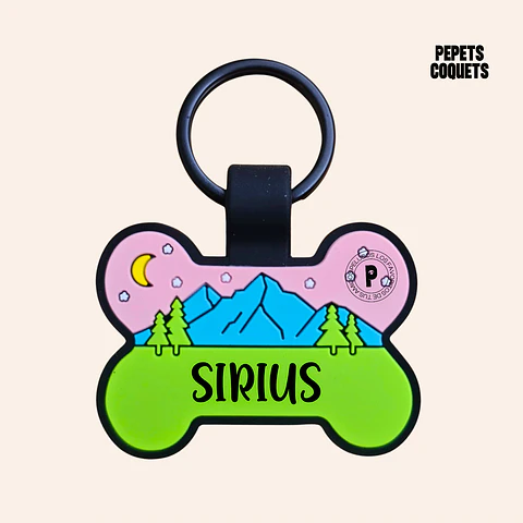 AURORA (Hueso 4 cm) Placa de identificación de mascotas 100% silicona
