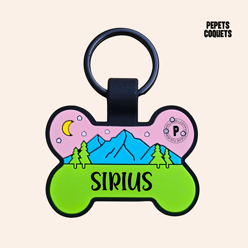 AURORA (Hueso 4 cm) Placa de identificación de mascotas 100% silicona