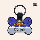 UFOLOGÍA (Hueso 4 cm) Placa de identificación de mascotas 100% silicona 1