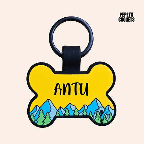 AMANECER (Hueso 4 cm) Placa de identificación de mascotas 100% silicona