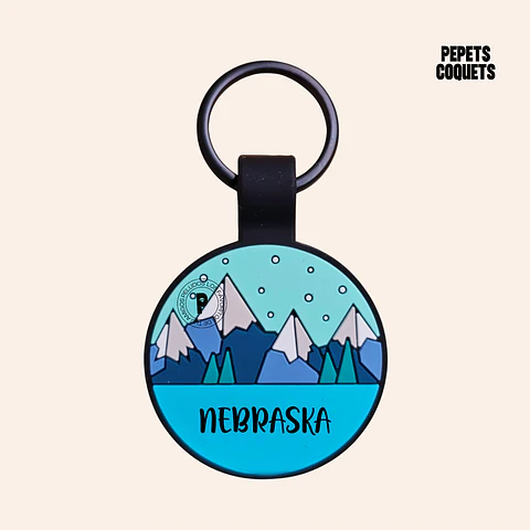 PATAGONIA (Redonda 3,4 cm) Placa de identificación de mascotas 100% silicona
