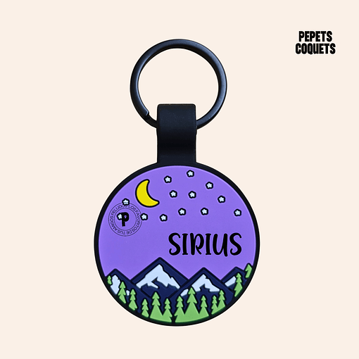 COSMOS (Redonda 3,4 cm) Placa de identificación de mascotas 100% silicona