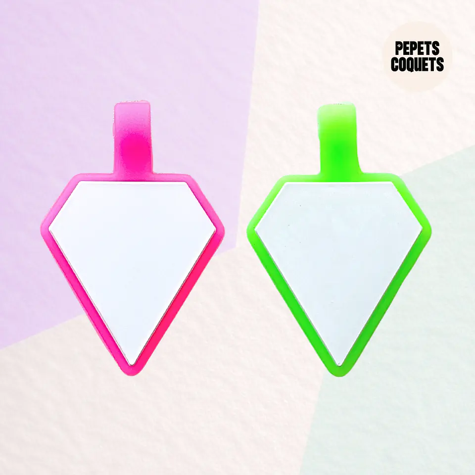 Diamantes luminosos (3 x 3.2 cm) Placa de identificación de mascotas 1