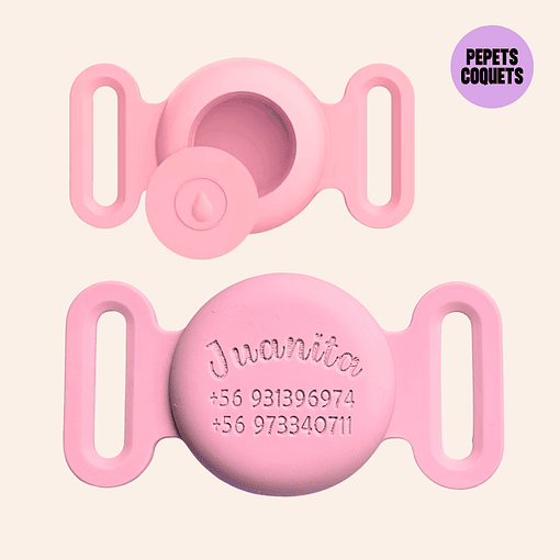 Porta Airtag - ROSA (con grabado láser, identificación para mascotas)