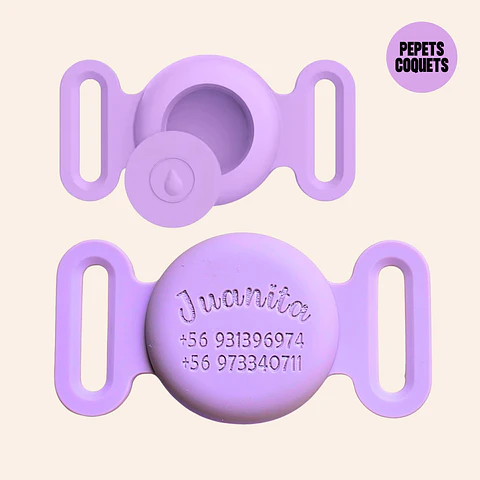 Porta Airtag hermético - LILA (con grabado láser, identificación para mascotas)