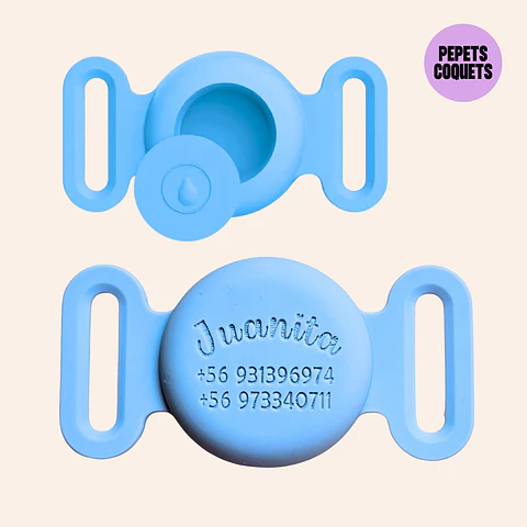 Porta Airtag - AZUL (con grabado láser, identificación para mascotas)