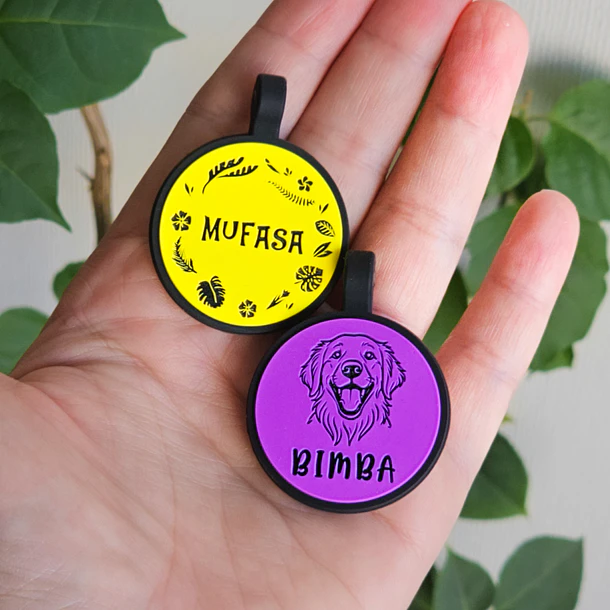 Redonda (3.4 cm) Placa de identificación de mascotas 1