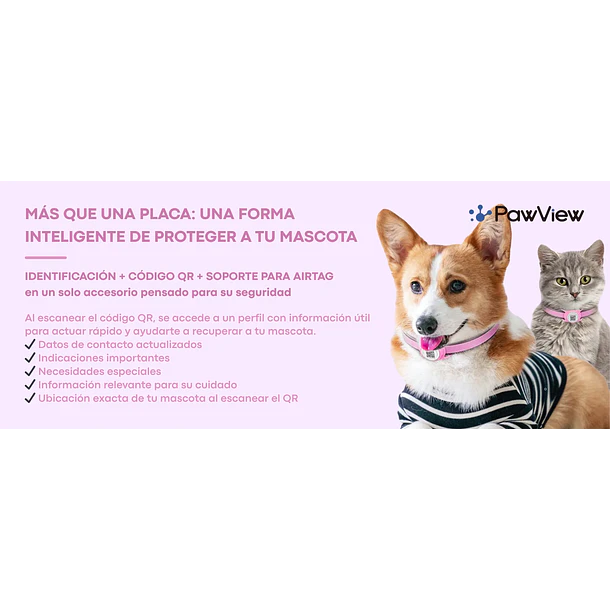 Placa inteligente con QR PAWVIEW - 100% silicona - Identifica a tu mascota 2
