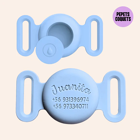 Porta Airtag - BABY BLUE (con grabado láser, identificación para mascotas)