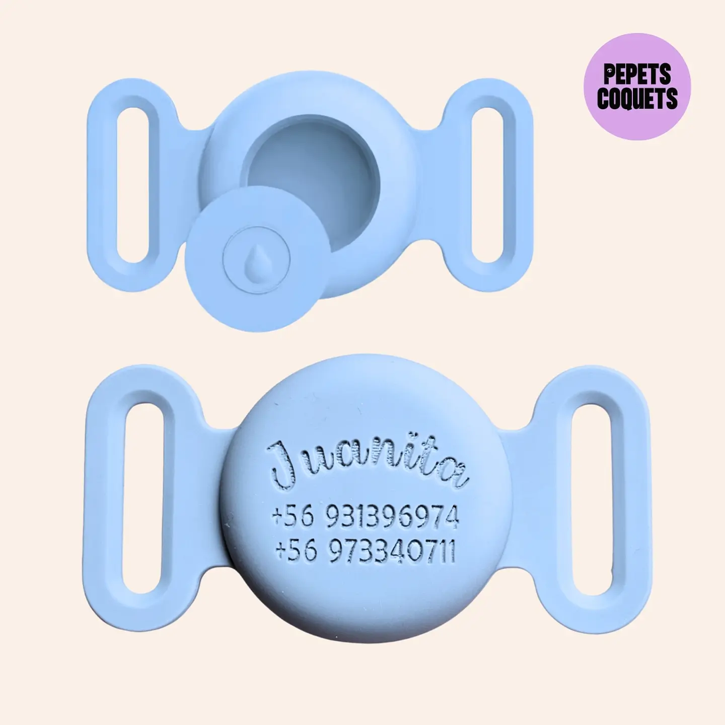 Porta Airtag - BABY BLUE (con grabado láser, identificación para mascotas) 1