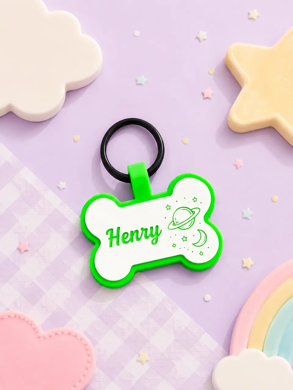 Huesito Luminoso (4 cm) Placa de identificación de mascotas 2