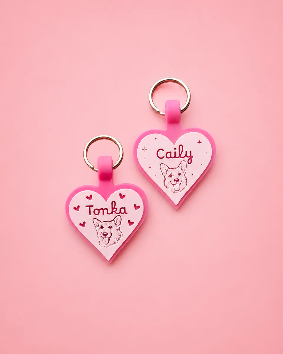 Corazón (3 cm) Placa de identificación de mascotas 1