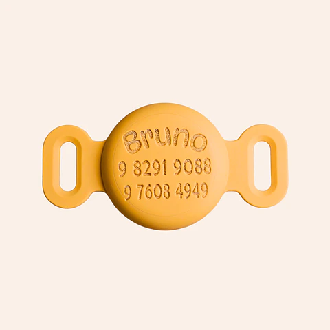 Porta Airtag (S) - MOSTAZA (con grabado láser, identificación para mascotas)