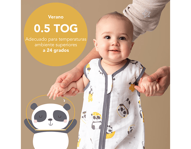 Saquito 0-6 meses Tog 0.5 Panda Muselin