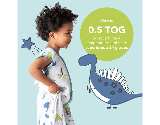 Saquito Dinosaur - Muselin 60 cm Tog 0.5 