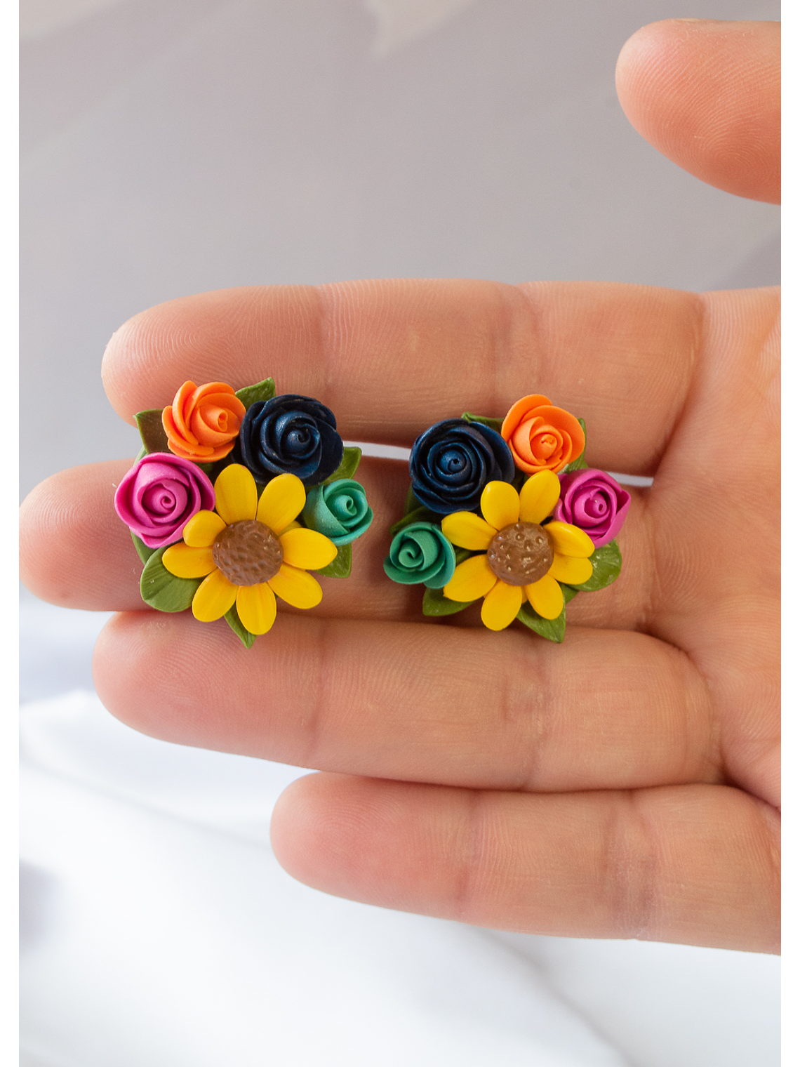 Aros de arcilla polimérica Ramo de flores  3