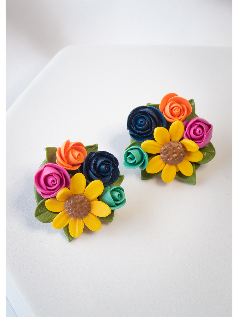 Aros de arcilla polimérica Ramo de flores  1