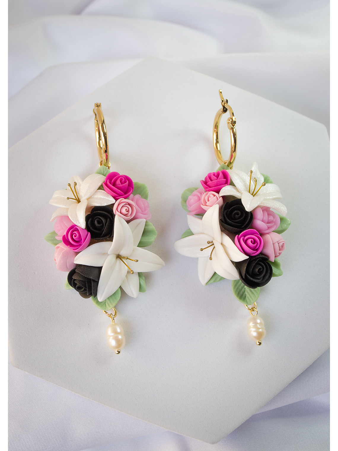 Aros de arcilla polimérica Ramo de flores  1