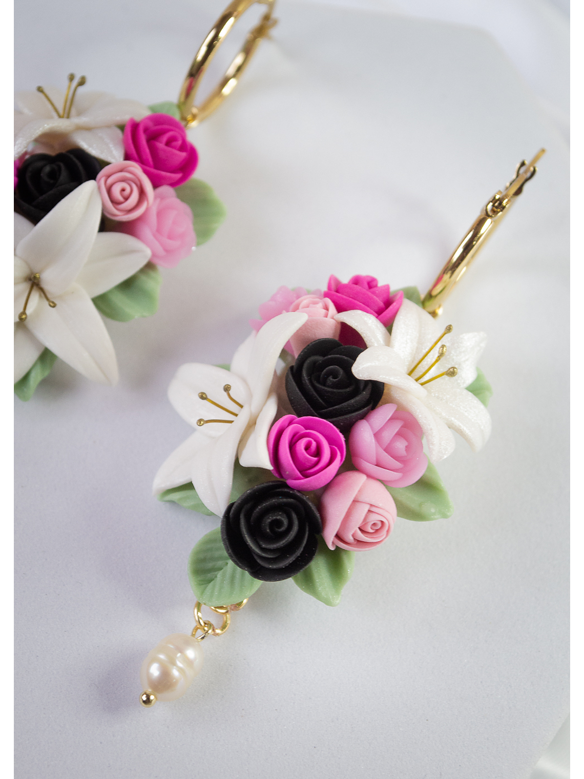 Aros de arcilla polimérica Ramo de flores  2