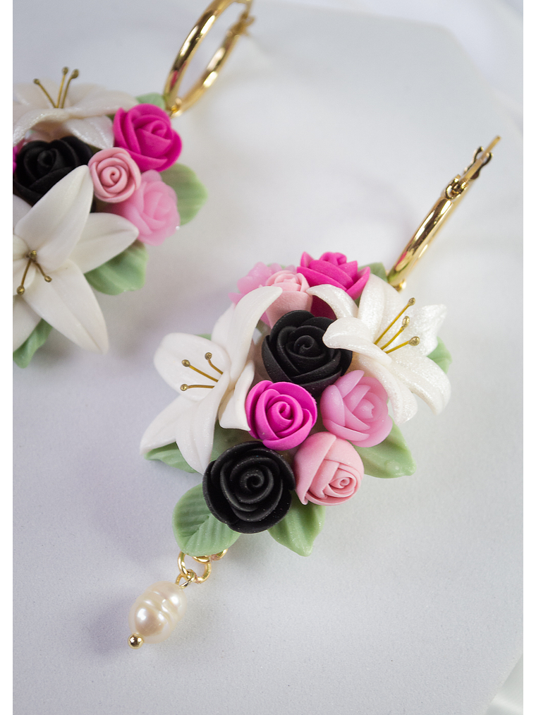 Aros de arcilla polimérica Ramo de flores  2