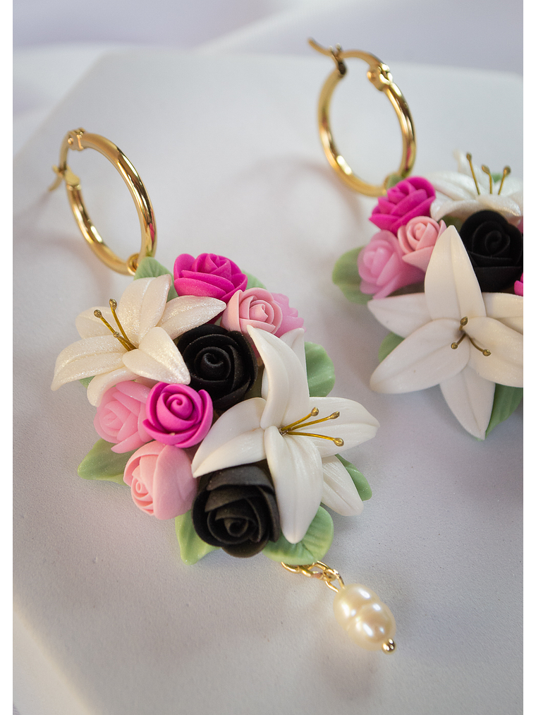 Aros de arcilla polimérica Ramo de flores  3