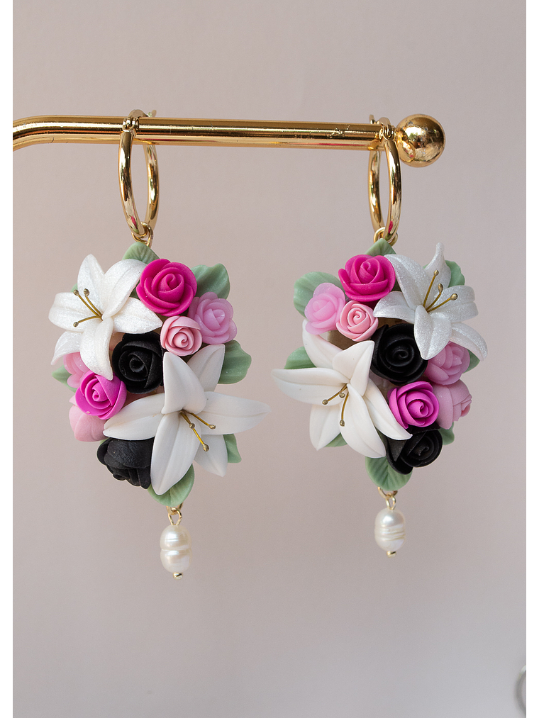 Aros de arcilla polimérica Ramo de flores  4