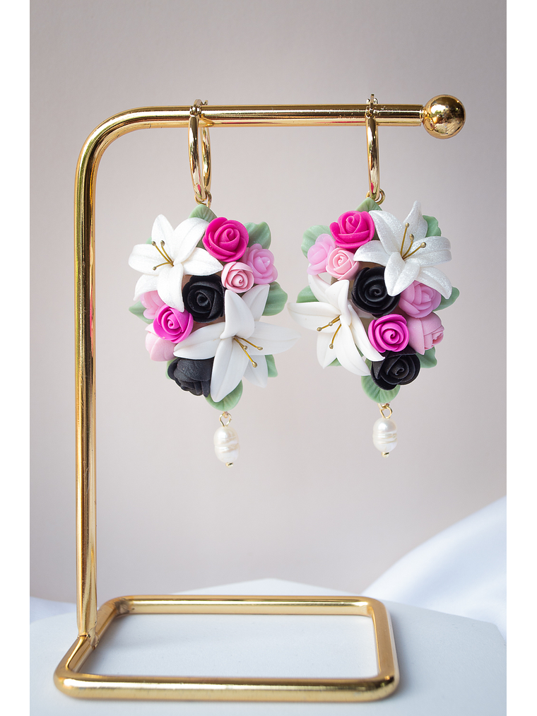 Aros de arcilla polimérica Ramo de flores  5