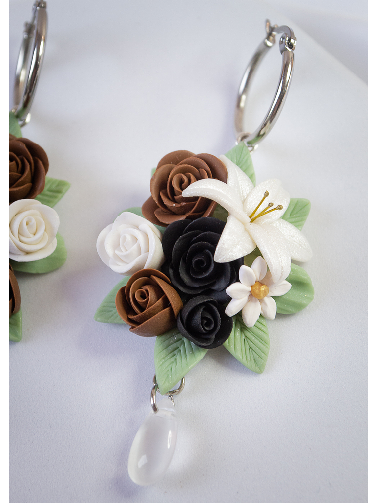 Aros de arcilla polimérica Ramo de flores  3