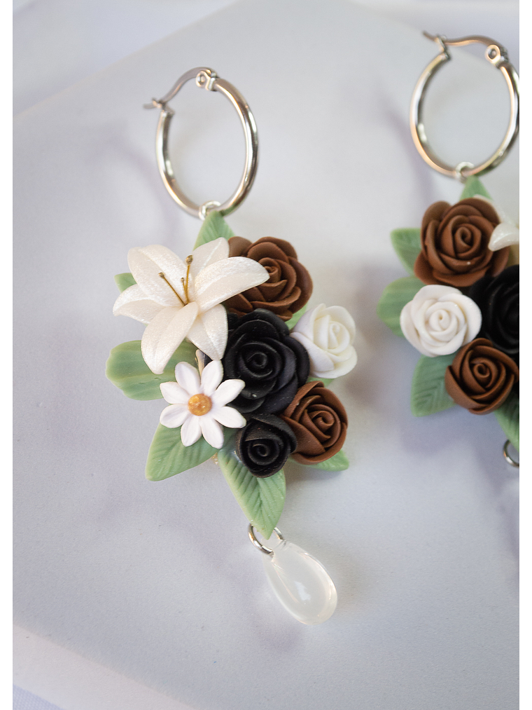 Aros de arcilla polimérica Ramo de flores  4