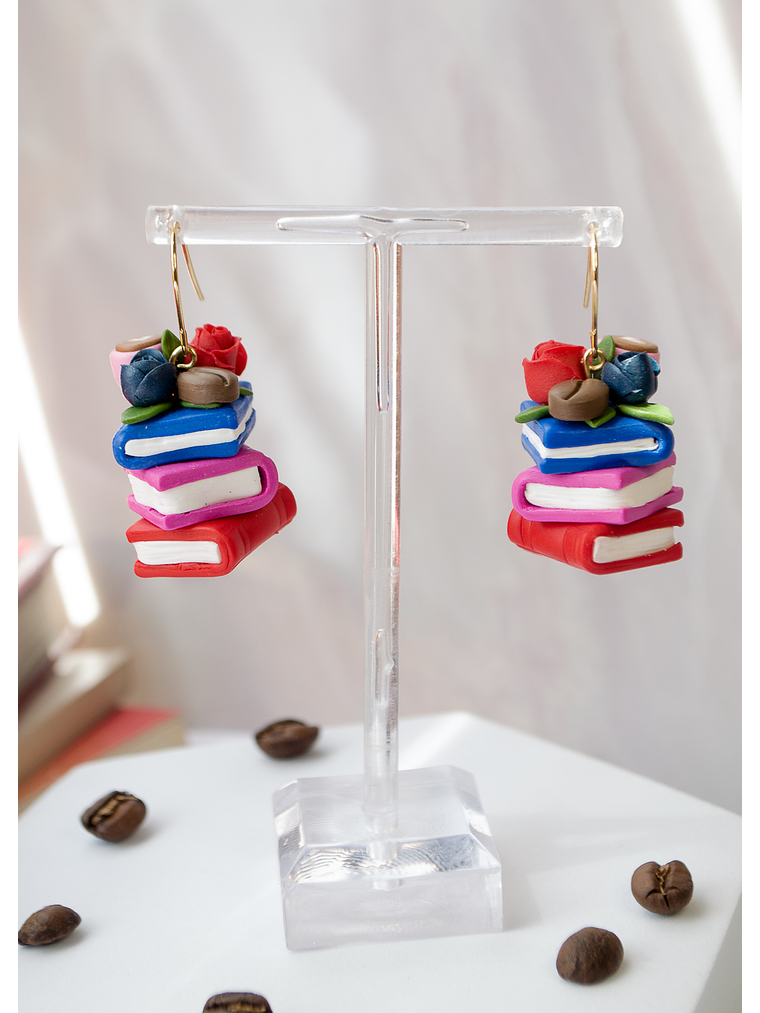 Aros de arcilla polimérica Café y Libros  4