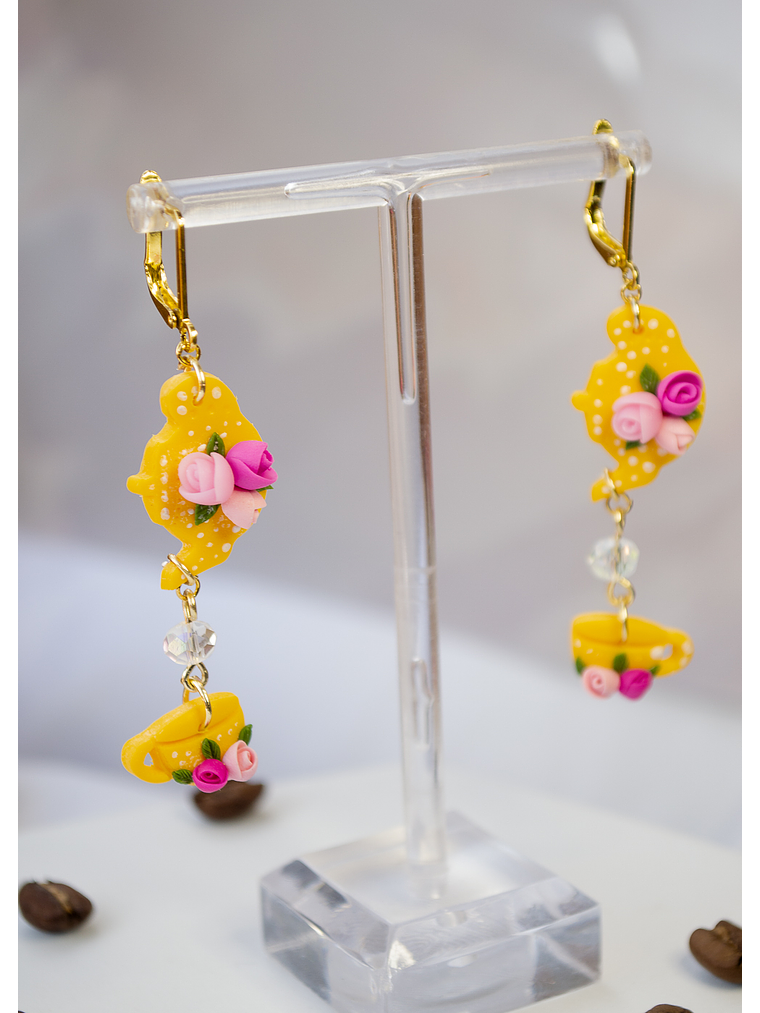 Aros de arcilla polimérica Tetera y taza  3