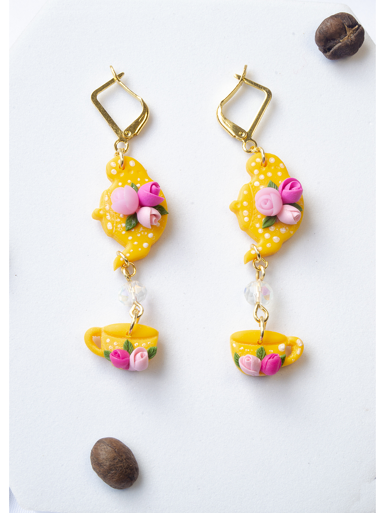 Aros de arcilla polimérica Tetera y taza  1