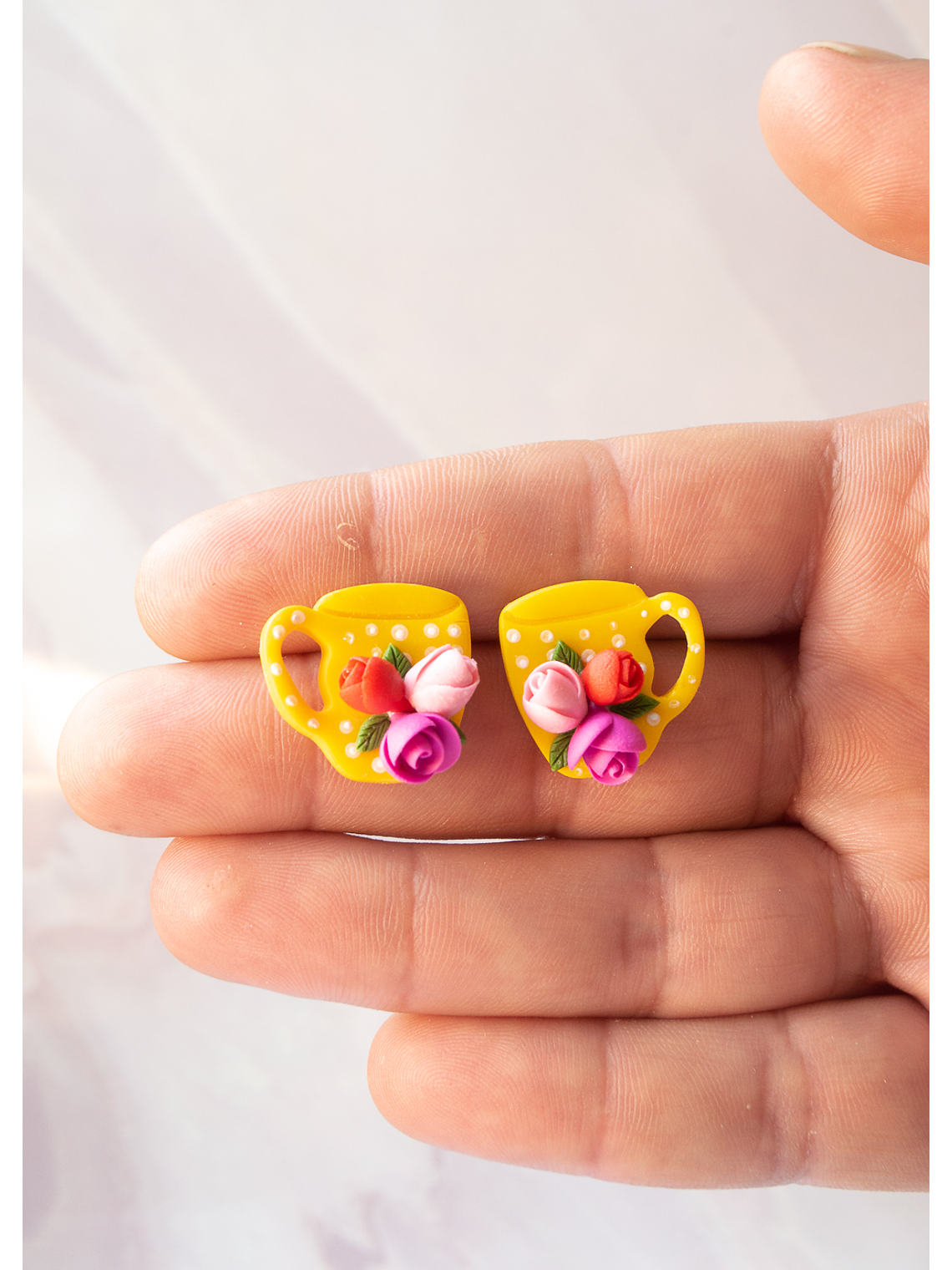 Aros de arcilla polimérica Taza Floreada 3