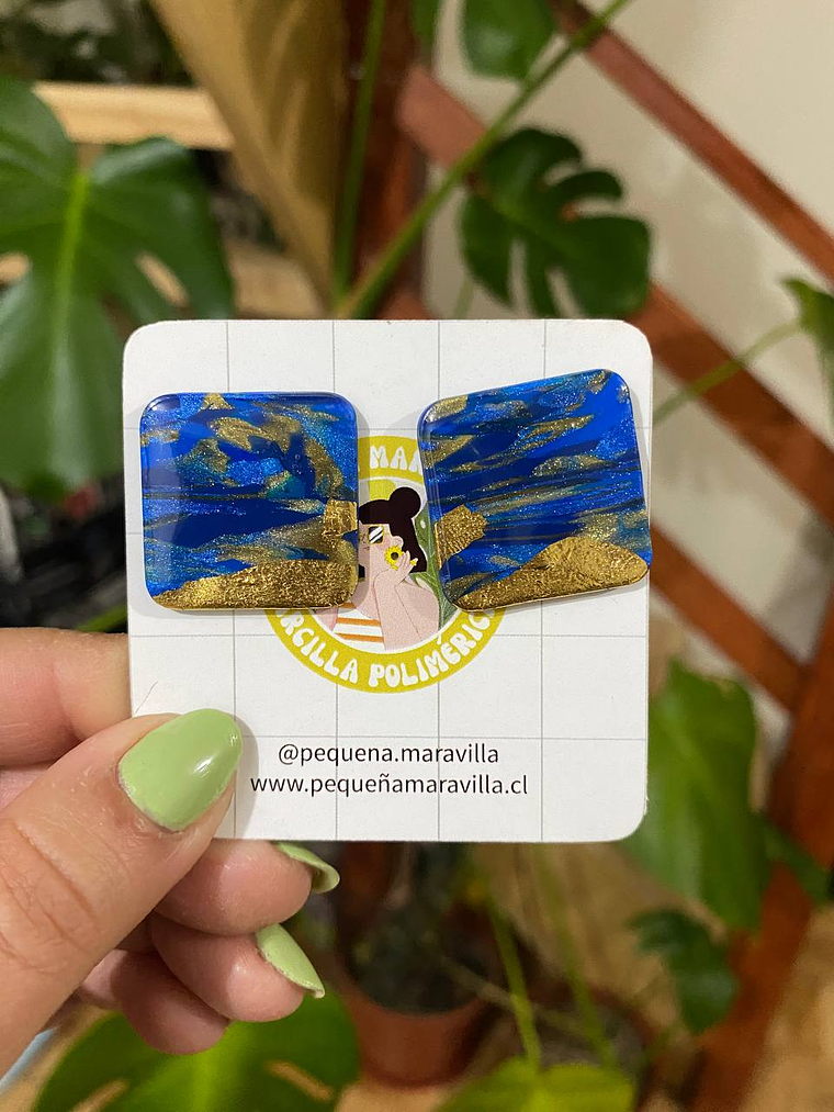 Aros tonos Azules con dorado 3