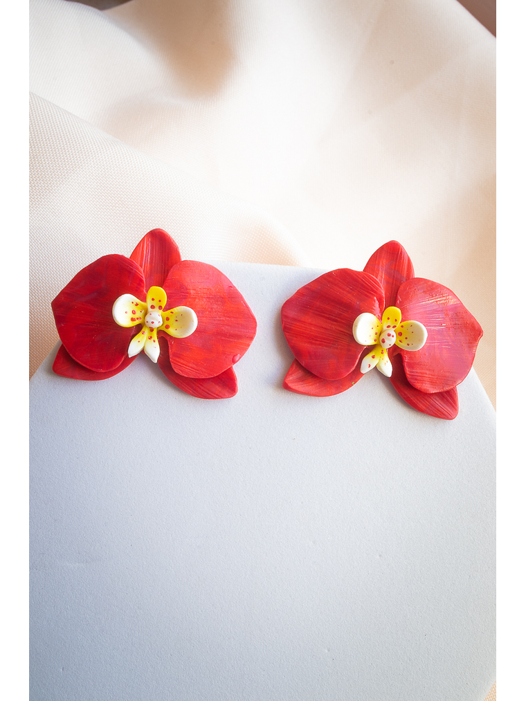 Aritos orquídeas rojas  1