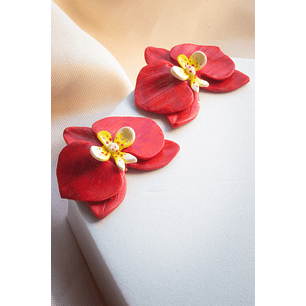 Aritos orquídeas rojas 